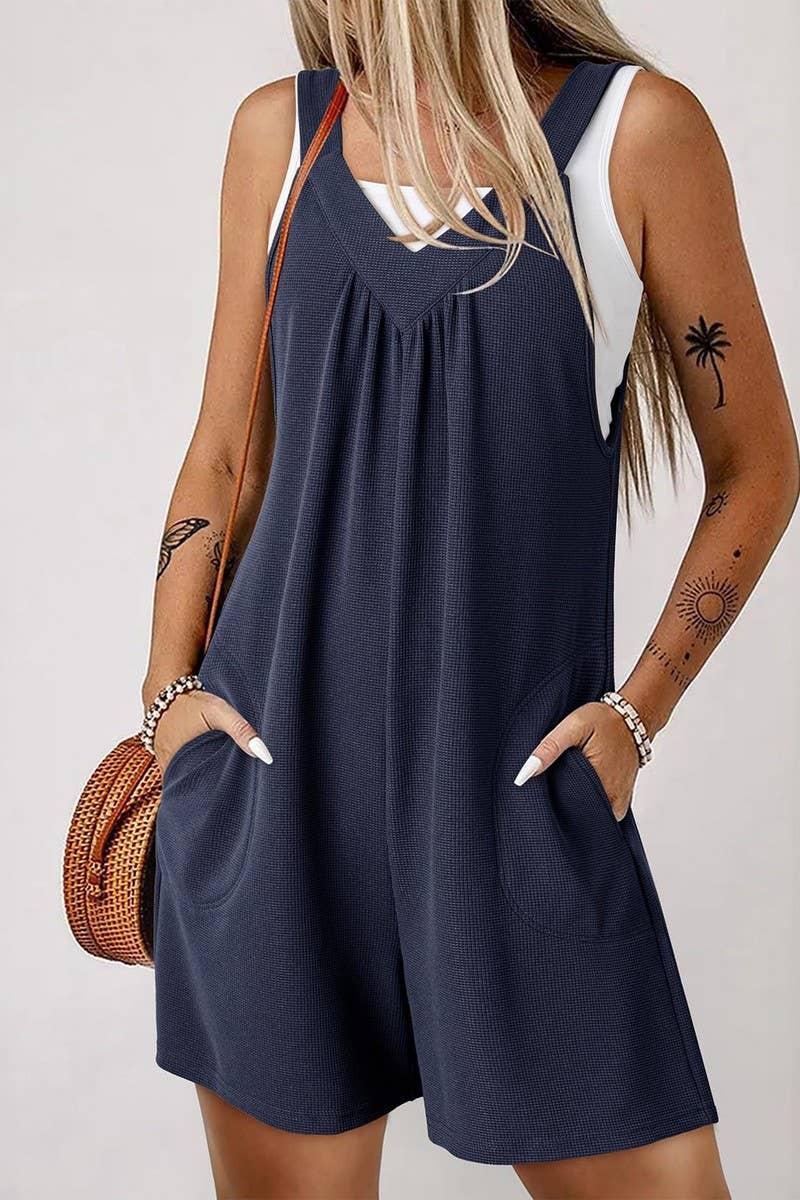 CWSJS1485_SUMMER SLEEVELESS SOLID COLOR OVERALLS