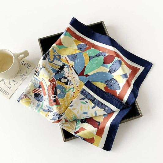 Letter Print Satin Square Scarf for Women