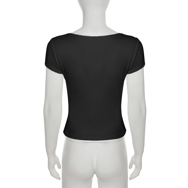 Simple basic solid color short-sleeved T-shirt