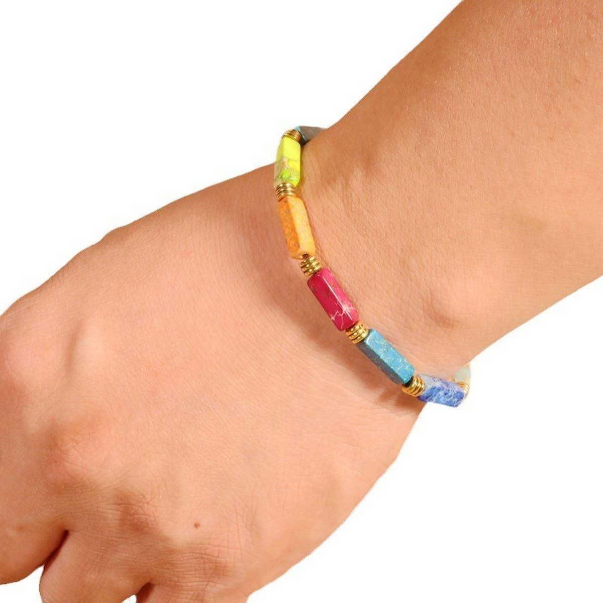 COLORFUL RECTANGULAR BEADS YOGA BRAIDED BRACELET