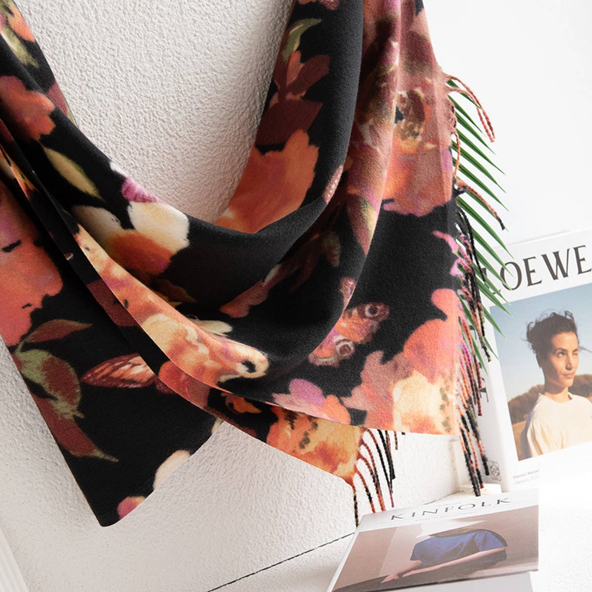 Soft Floral Tassel Scarf - Elegant Women's Wrap_CWASC0916