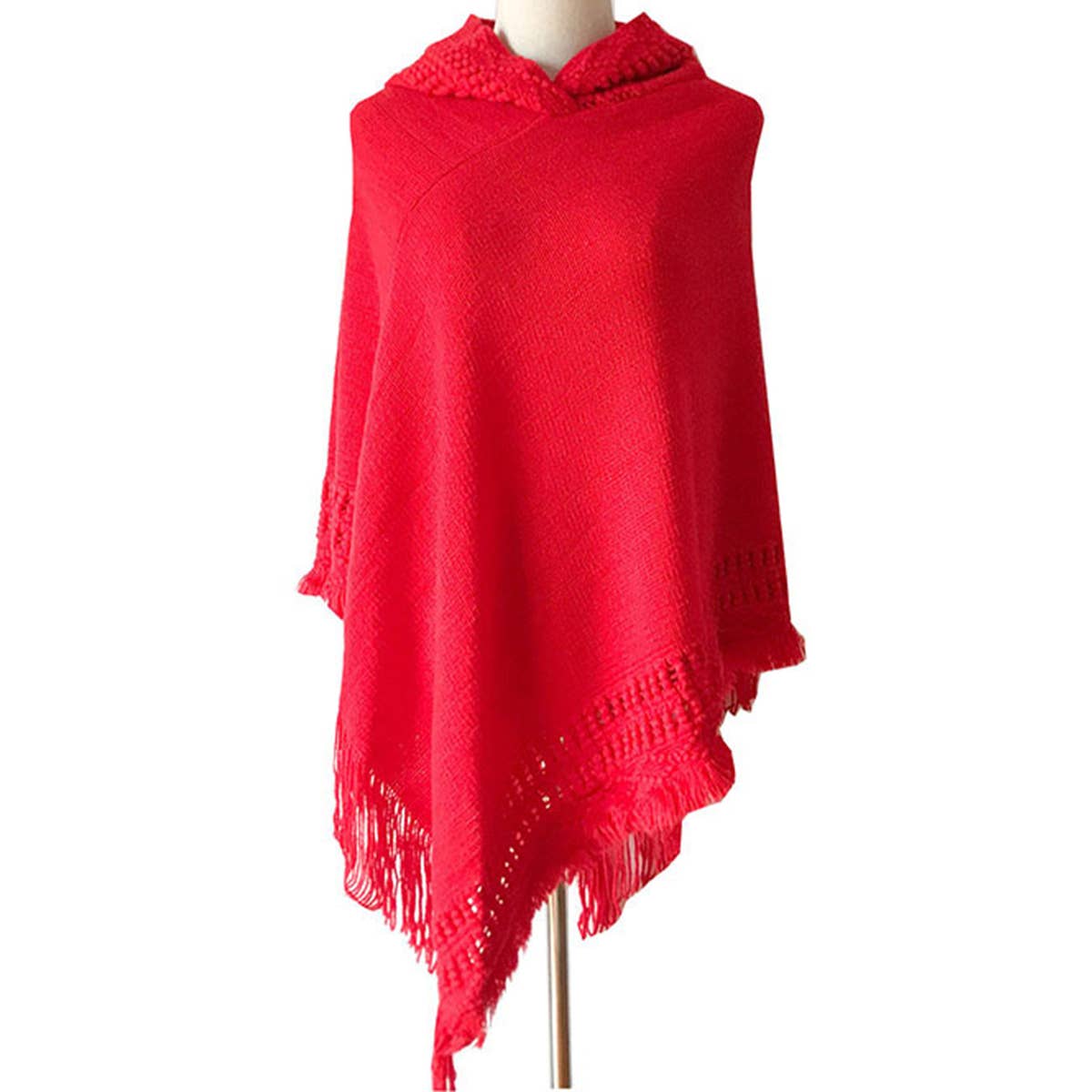 WOMEN SOFT PULLOVER PONCHO SWEATER CAPE WITH HOOD
