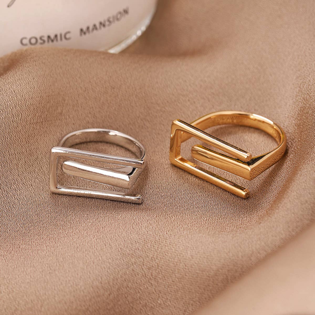 Fashion personality Open adjustable rectangular ring