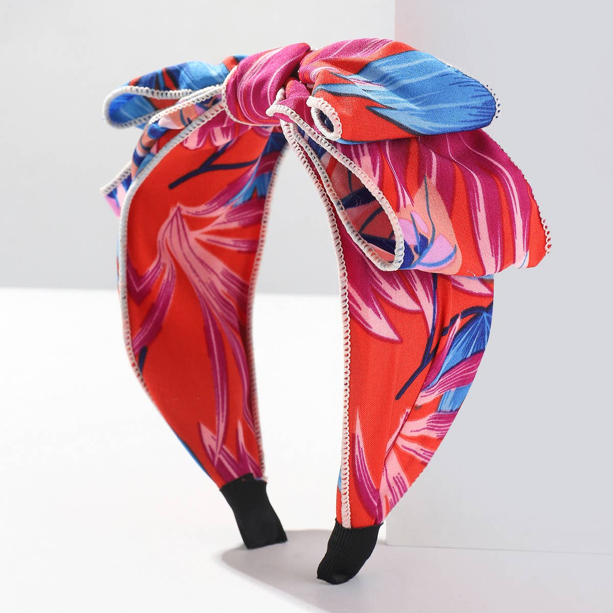 RETRO FLORAL BOW WIDE BRIM HEADBAND_CWAHA2549