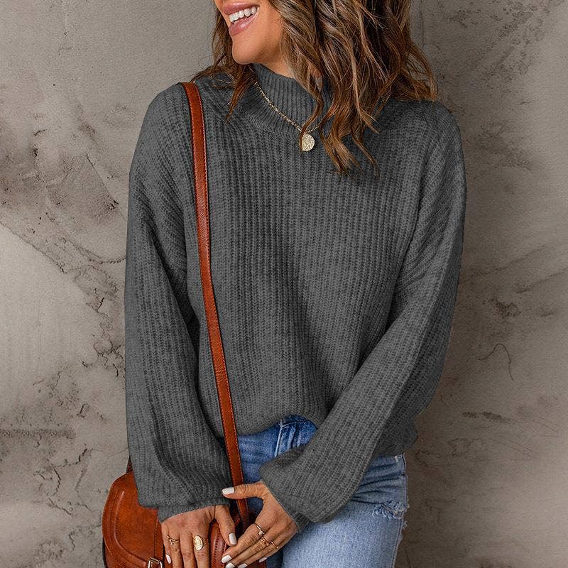 TURTLENECK SOLID COLOR PULLOVER SWEATER