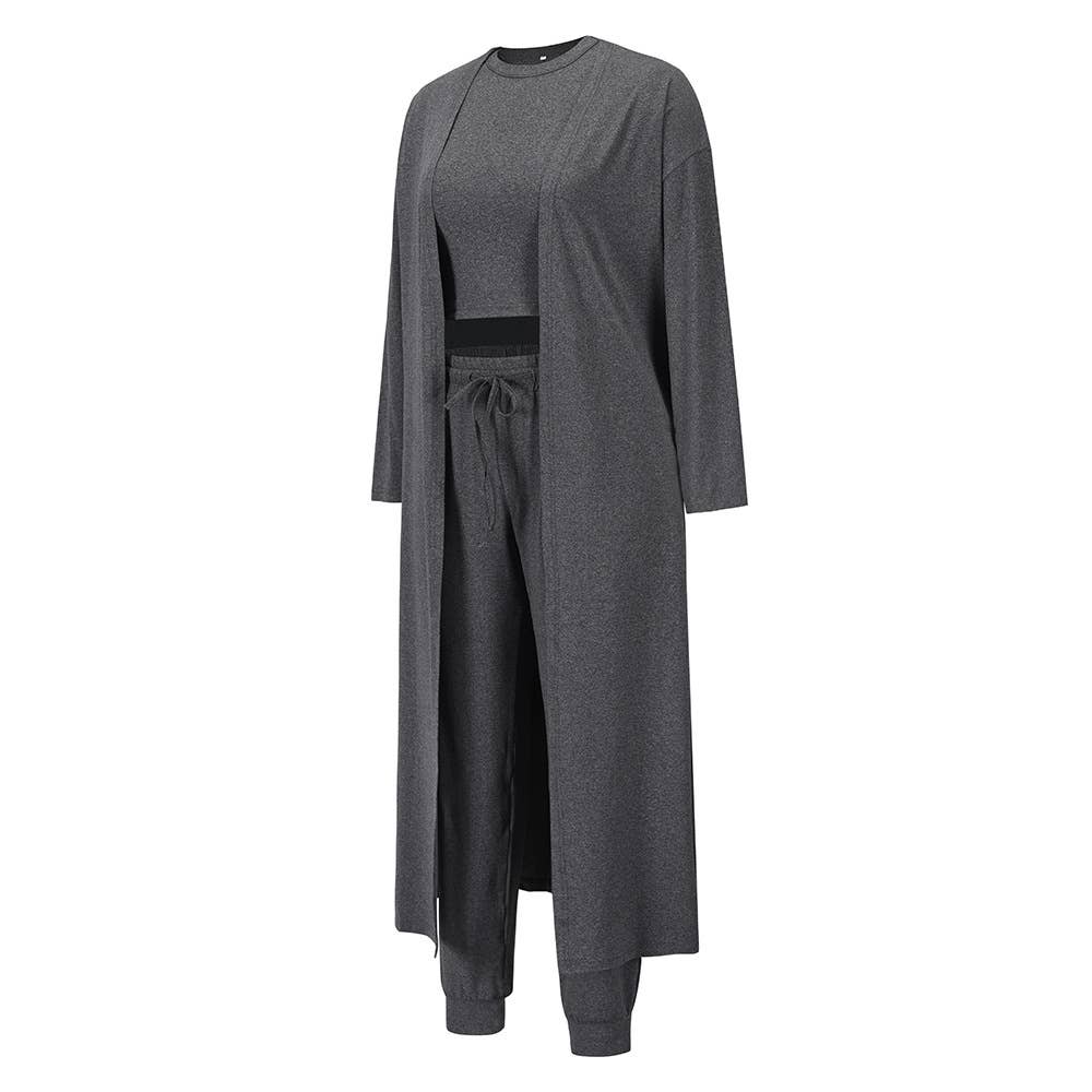 Three-piece set of vest,long pants and cardigan
