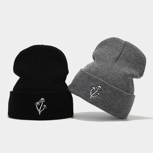 MUSHROOM EMBROIDERED KNITTED HAT SIMPLE _CWAH2089