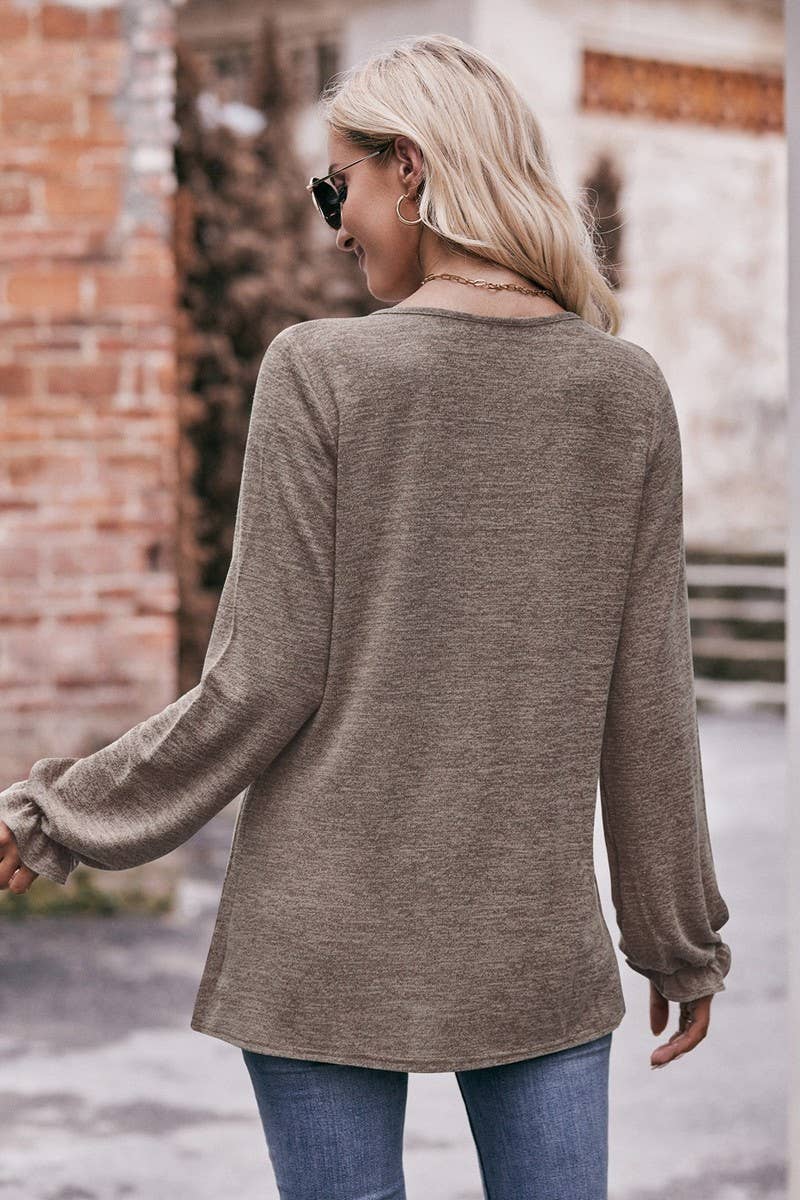 CWOSWL07635_CASUAL PLEATED CREW NECK LONG SLEEVE T SHIRT