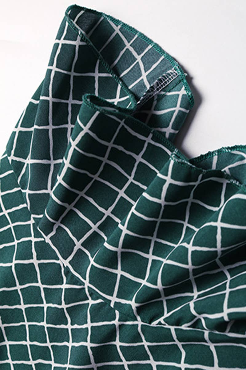 PLAID HALTER DRESS WITH IRREGULAR STRAPS