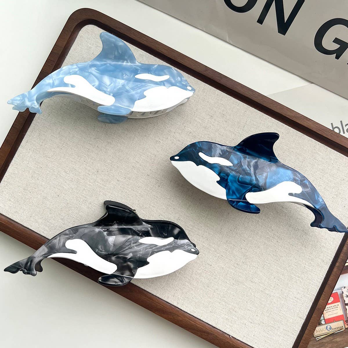 Tricolor Orca Acetate Claw Clip ? Ocean Chic Style