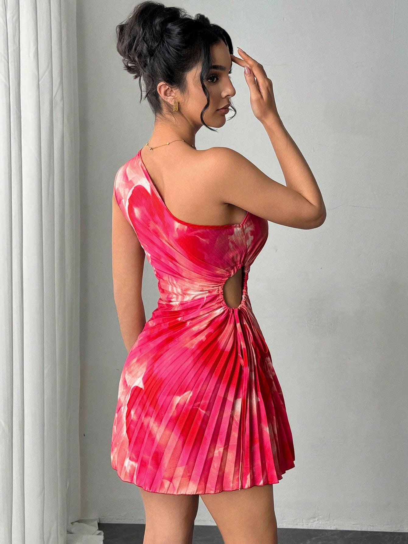 Women¡¯s sexy print pleated dress