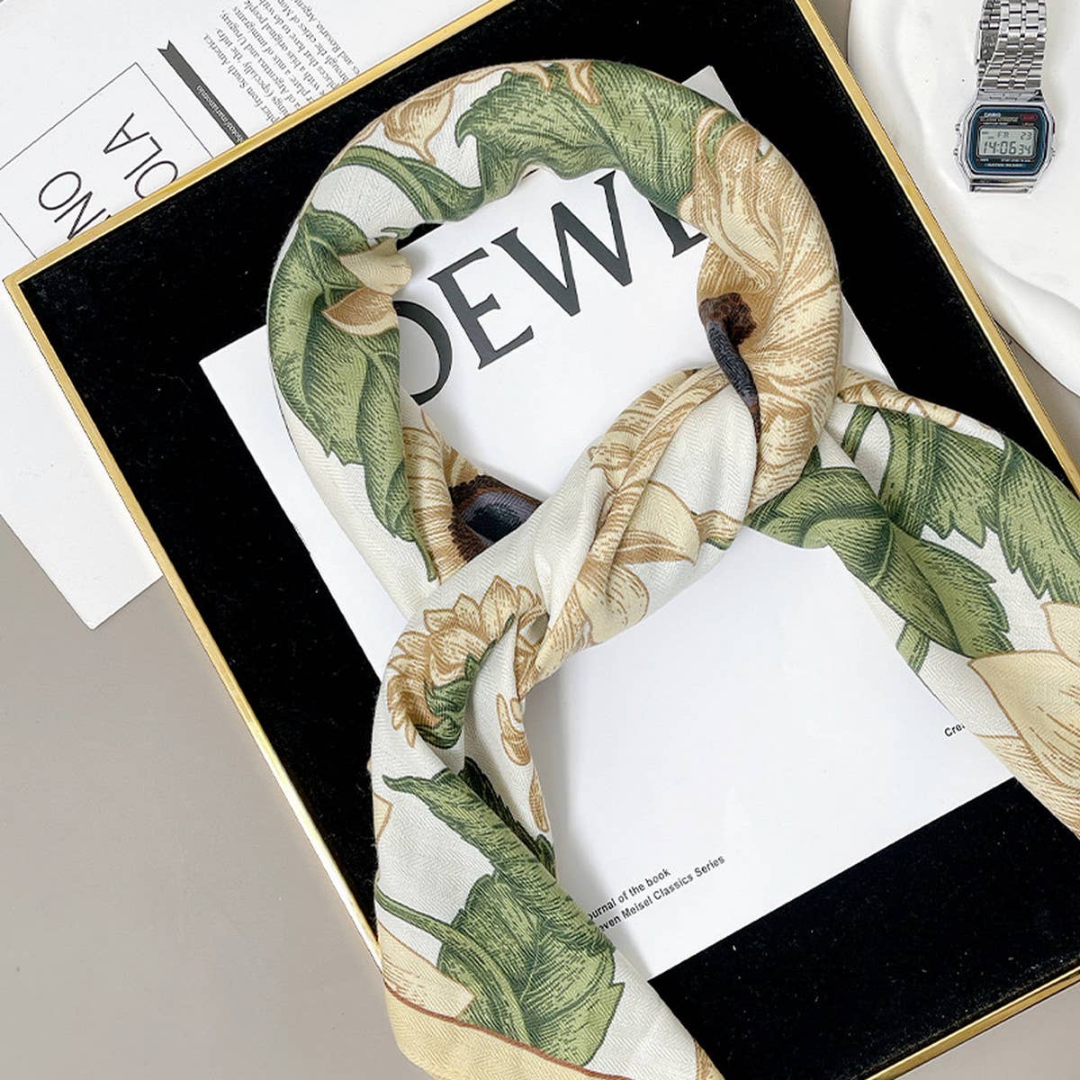 90cm Sunflower Faux Wool Velvet Scarf Shawl_CWASC0907