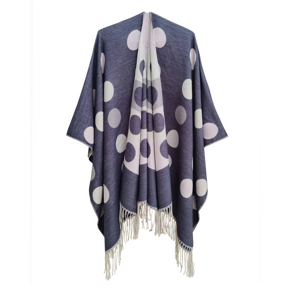CIRCULAR PATTERN TASSEL SPLIT SHAWL CLOAK