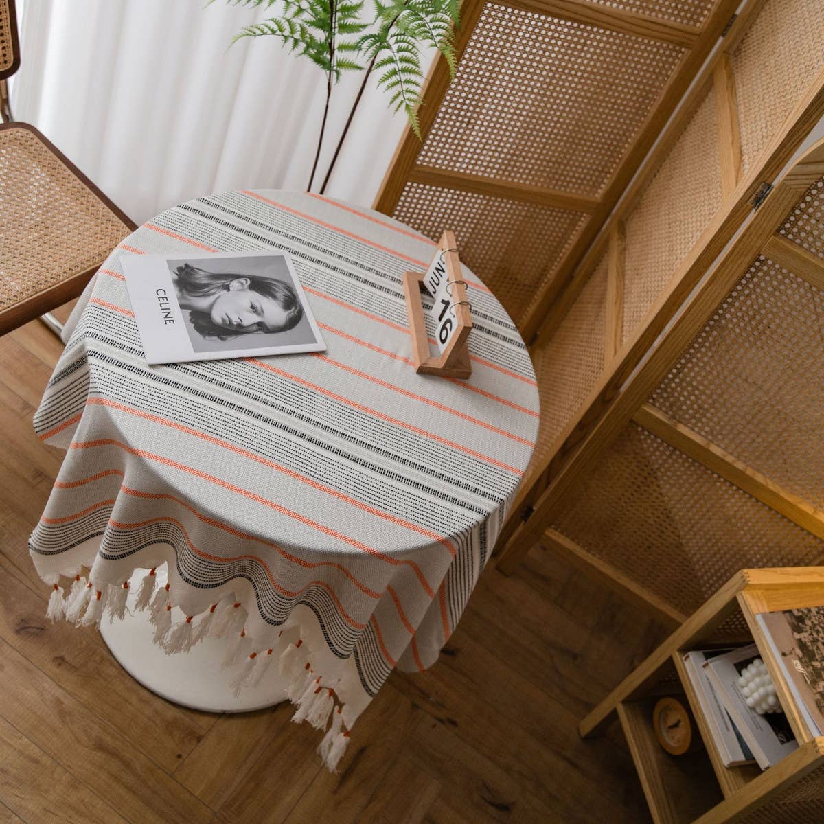 TASSEL CASUAL STRIPED TABLECLOTH