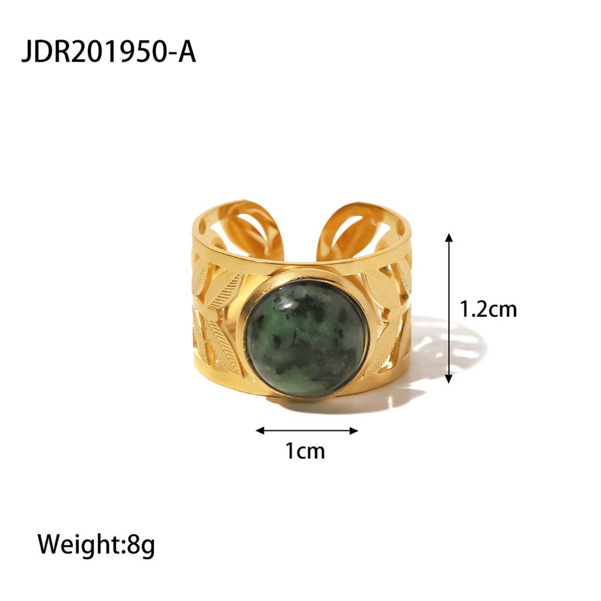 GOLD STAINLESS STEEL INLAID NATURAL STONE RINGS