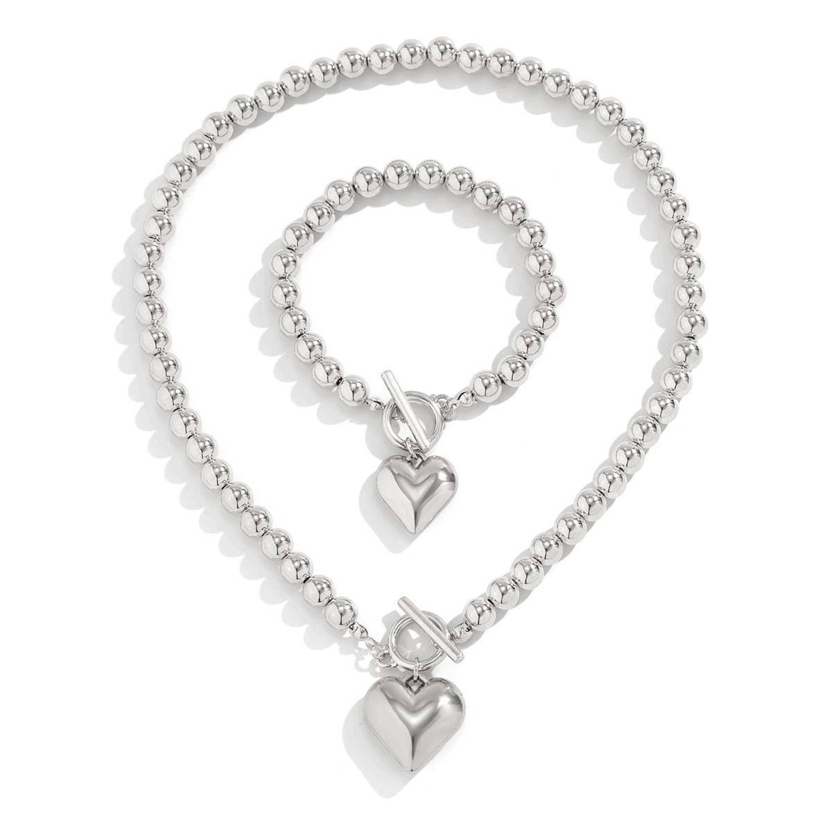 IMITATION PEARL HEART SHAPED PENDANT NECKLACE