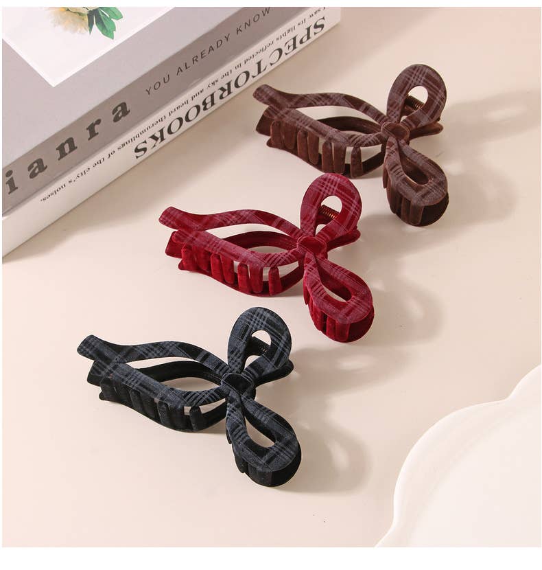 Preppy flocking solid color Premium hair clip