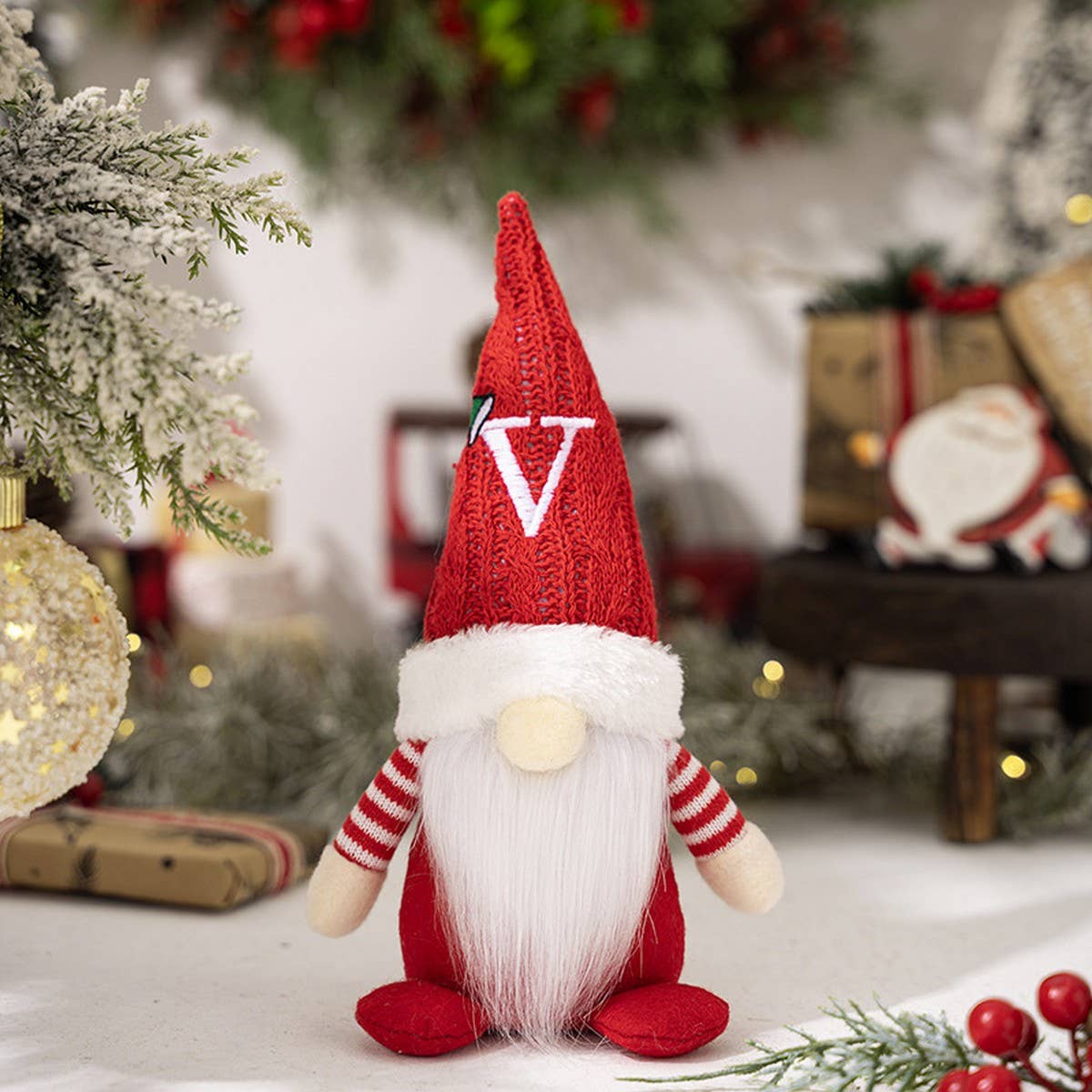 CWMM10338_CHRISTMAS KNITTED HAT GNOME RUDOLPH ORNAMENT