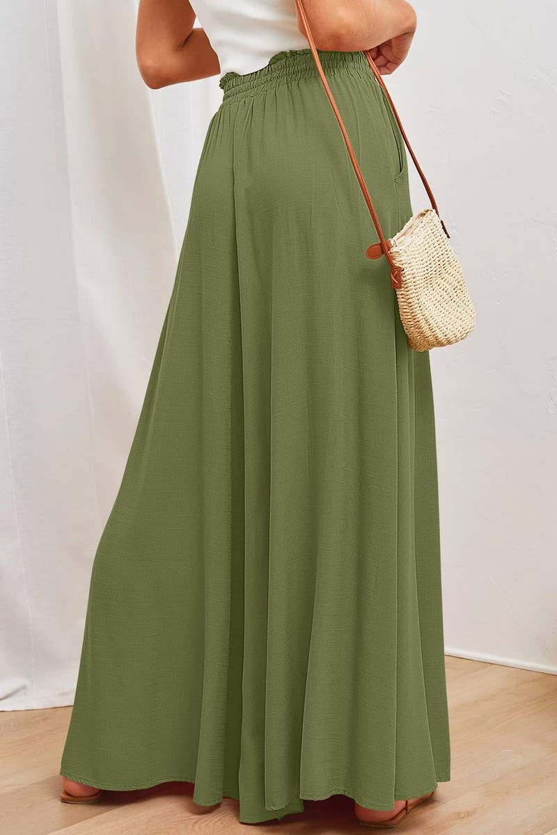 CWBLP0710_CASUAL ELASTIC WAIST WIDE LEG PANTS