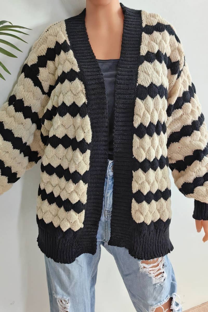 CWOCAL2205_WINTER STRIPED LONG-SLEEVED SWEATER CARDIGAN