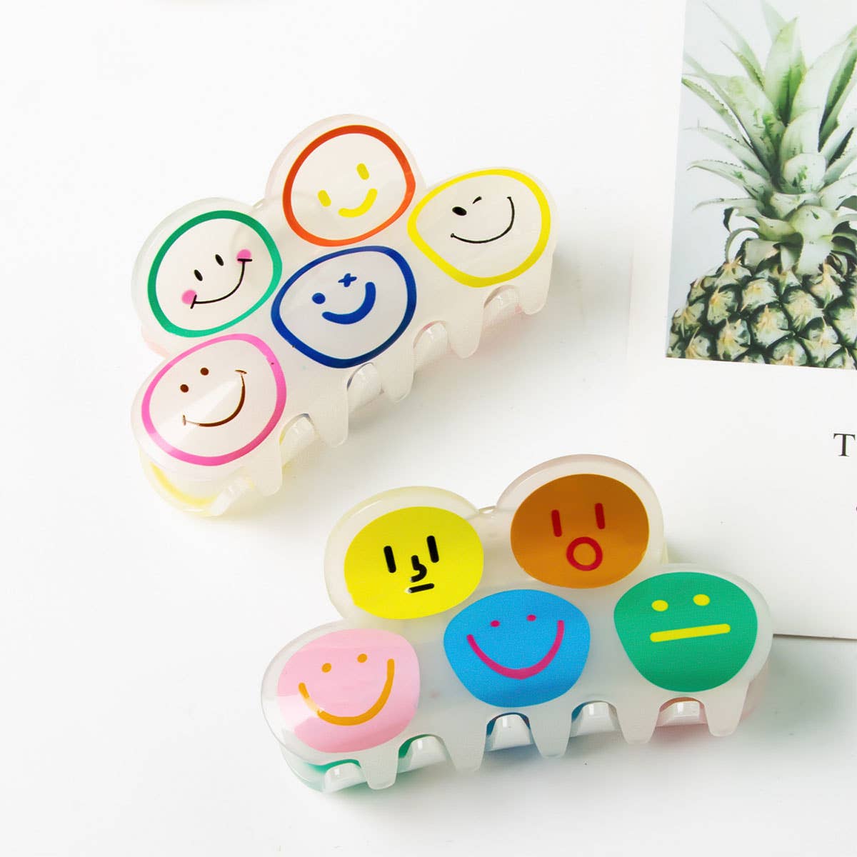 Cartoon Smiley Hair Claw - Cute Back Head Clip_CWAHA0279