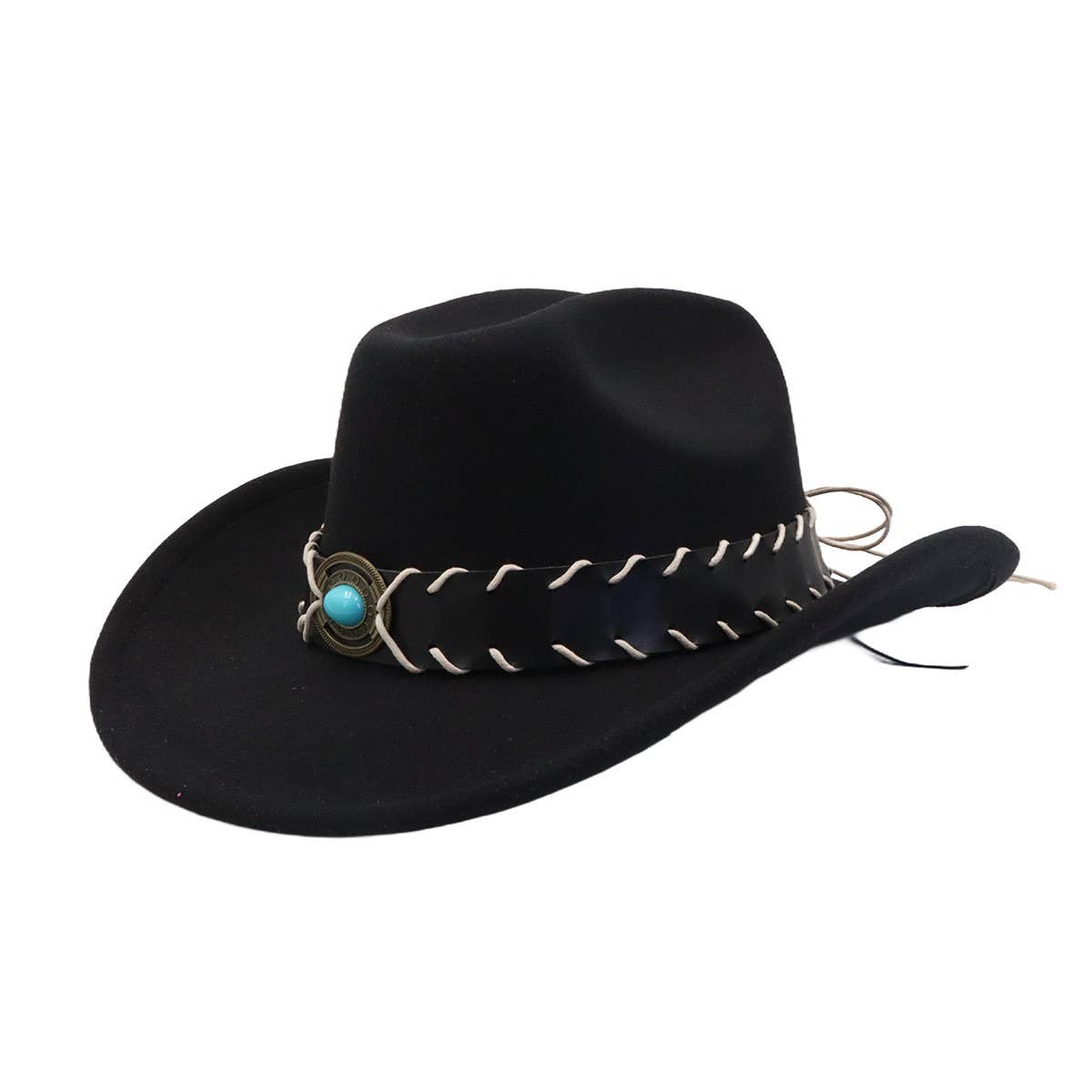 Western Ethnic Wool Fedora Hat Jazz Cowboy Style_CWAH04496