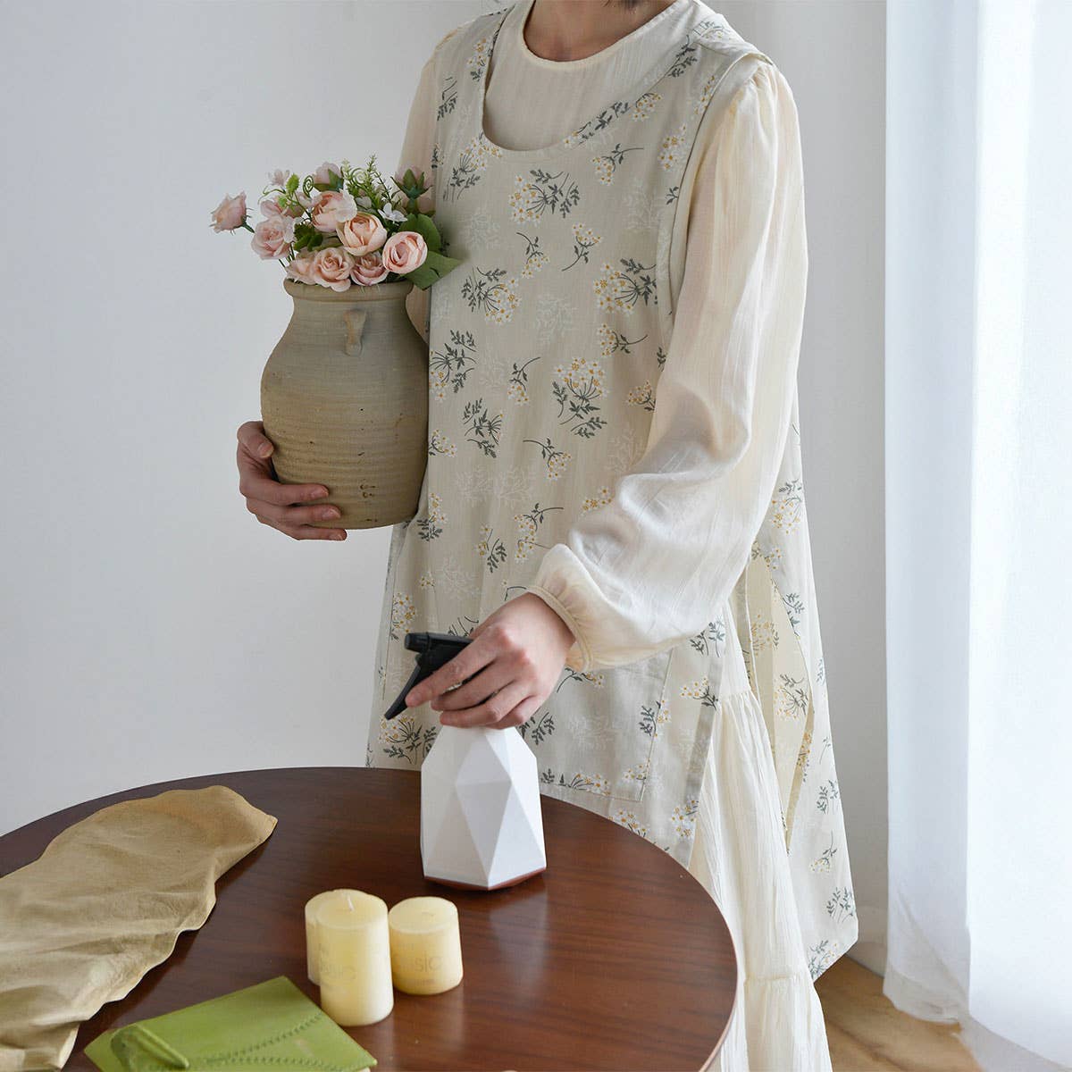 Waistband Cotton linen Aprons with pockets