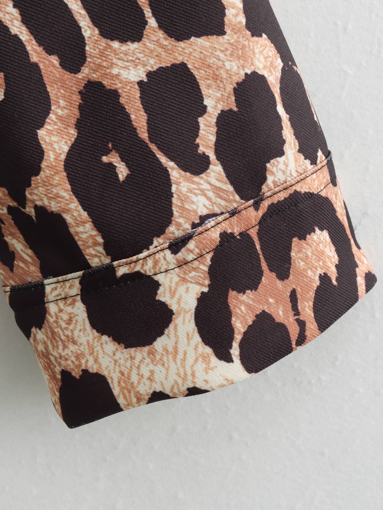 LEOPARD PRINT LAPEL LONG SLEEVE SHORT JACKET