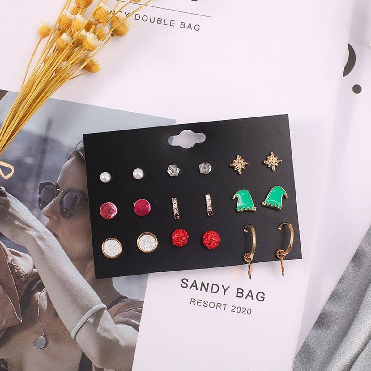 CHRISTMAS EARRING COMBINATION CARTOON EARRING SET