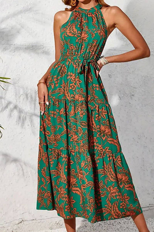 CWDMD5078_SUMMER HALTERNECK SLEEVELESS LONG DRESS