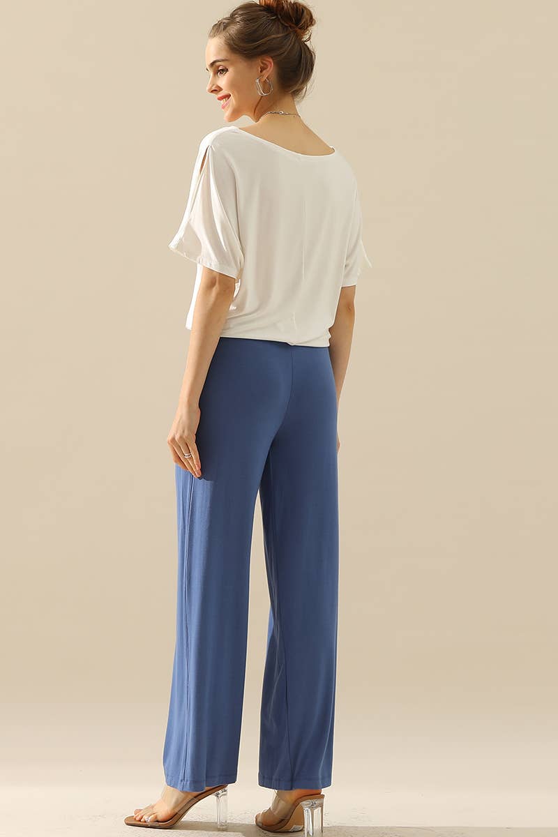 WOMEN SOLID COLOR BAGGY WIDE LEG PANTS_CWBLP397