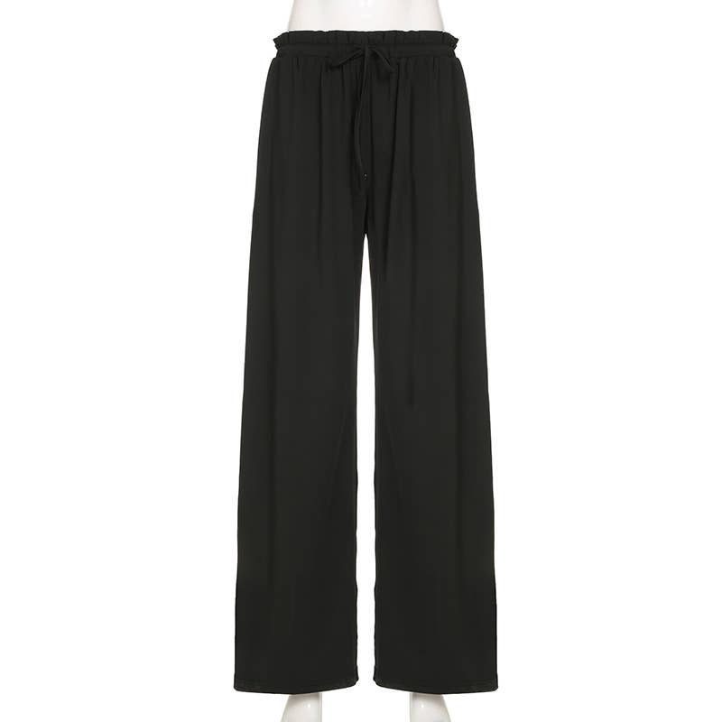 Solid color loose straight tube drop knit pants