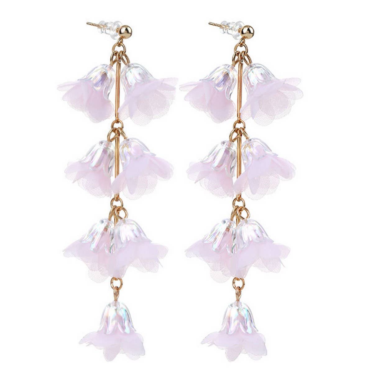 Crystal Flower Tassel Earrings Elegant Long Drops