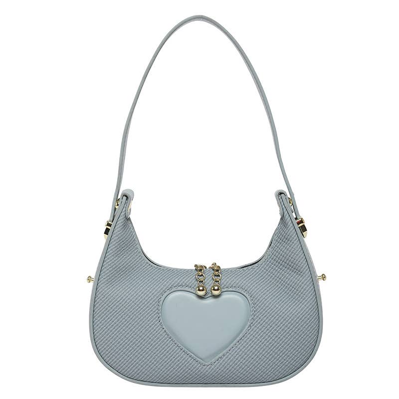Solid-color simple heart-shaped underarm bag