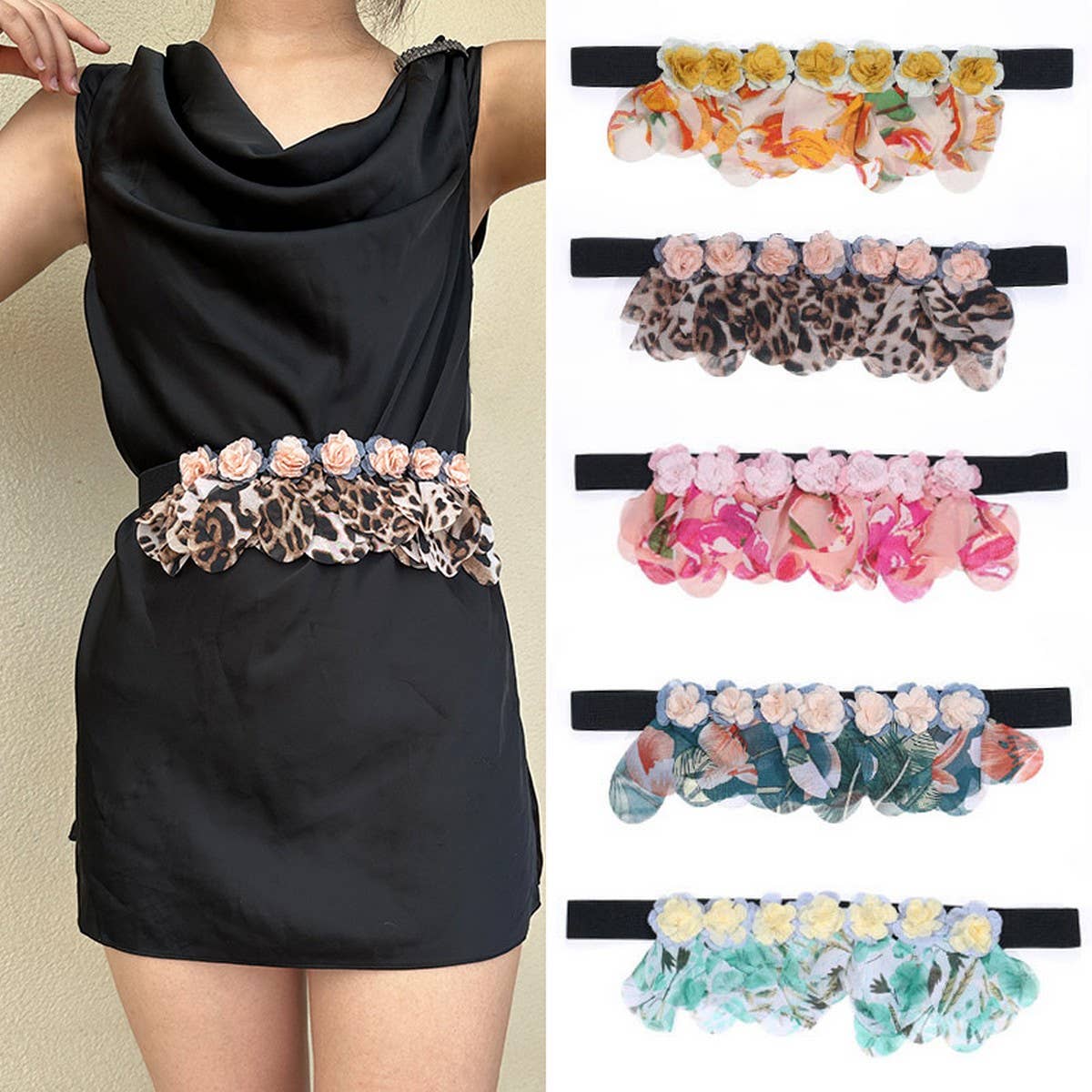 Floral Elastic Waist Belt for Women ?Handmade Chic