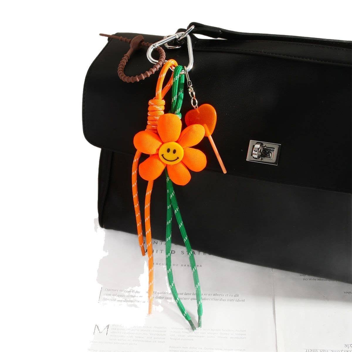 Daisy Fabric Smiley Flower Keychain Bag Charm