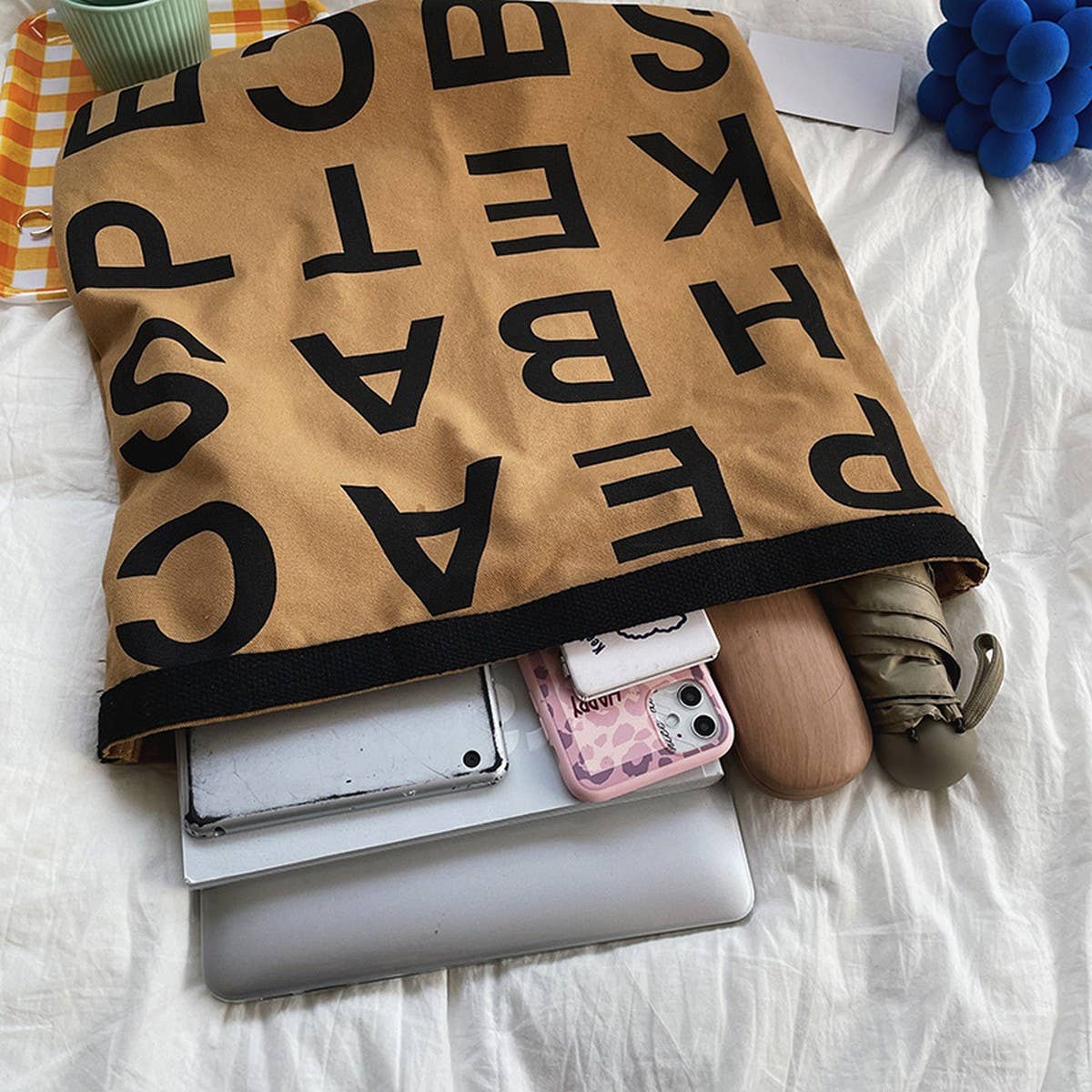 LETTER EMBROIDERED LARGE CAPACITY CANVAS TOTE BAG_CWAB1682