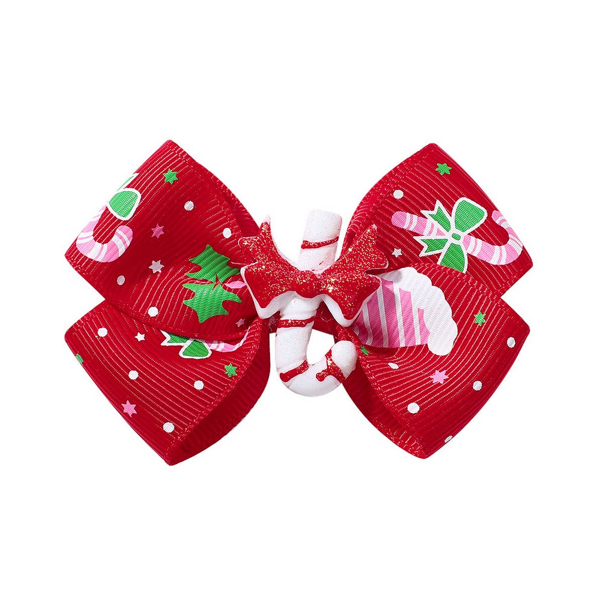 CHILDREN'S SANTA CLAUS PRINTED BOW HAIRPIN