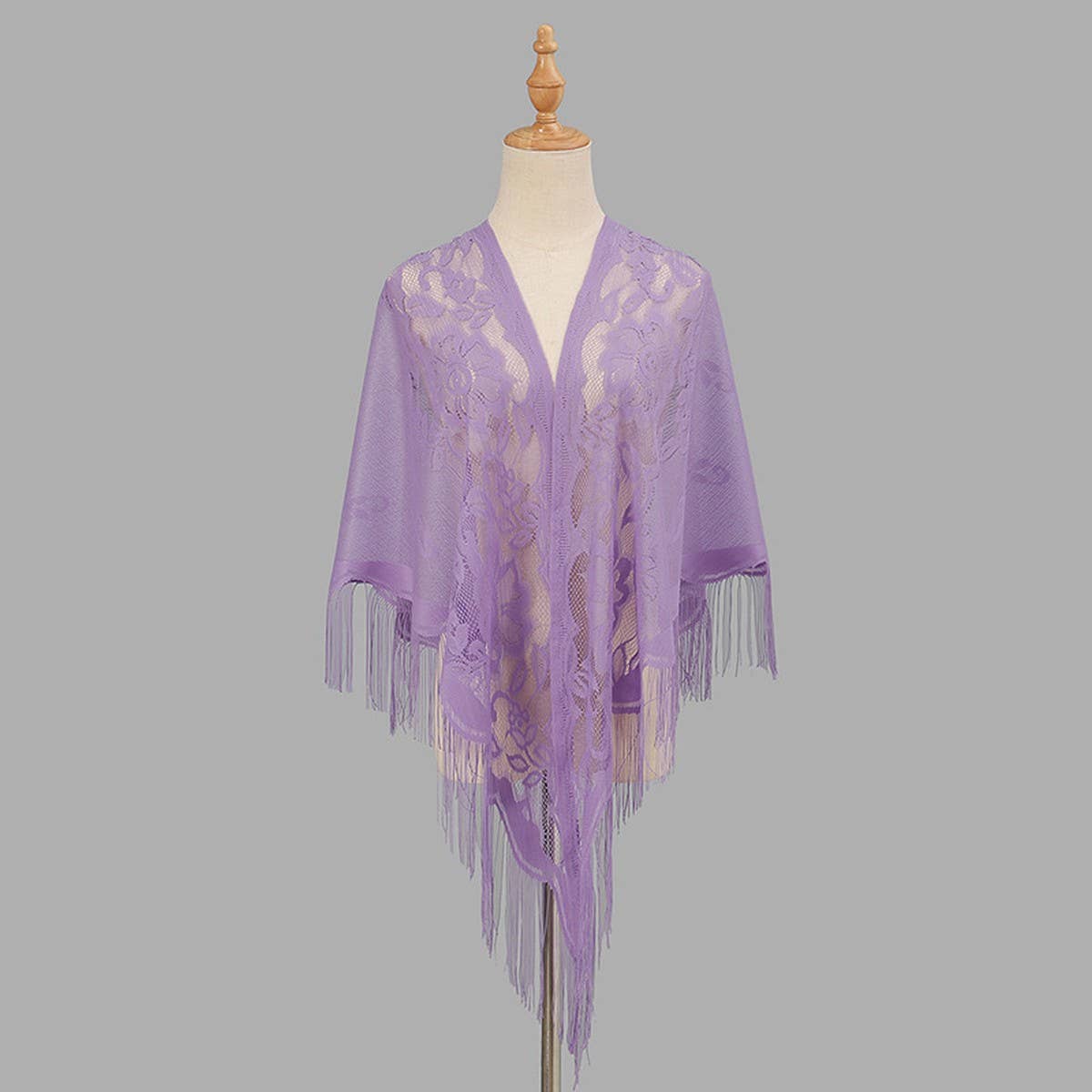 Breathable Tassel Triangle Scarf - Hollow Knit Wrap_CWMM1993