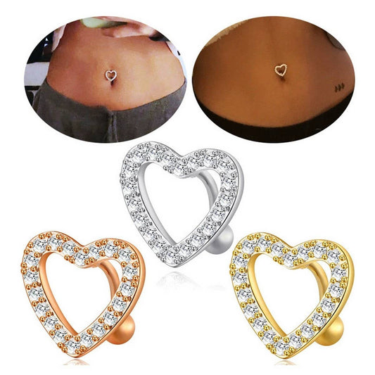 Bow Heart CZ Belly Button Ring ??New Design_CWMM9183