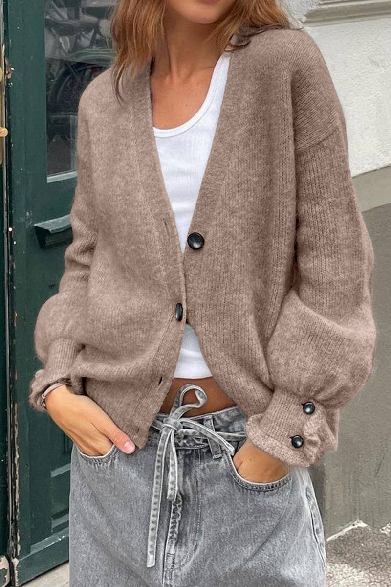 CWOCAL00769_SOLID COLOR LONG-SLEEVED KNITTED CARDIGAN