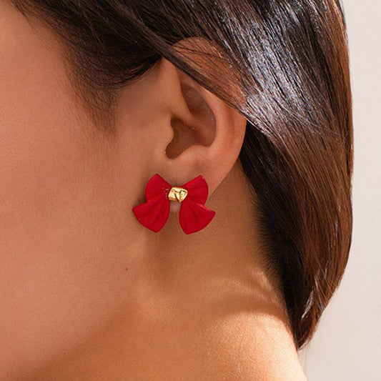 RED BOW EARRINGS MINIMALIST JEWELRY_CWAJE1137