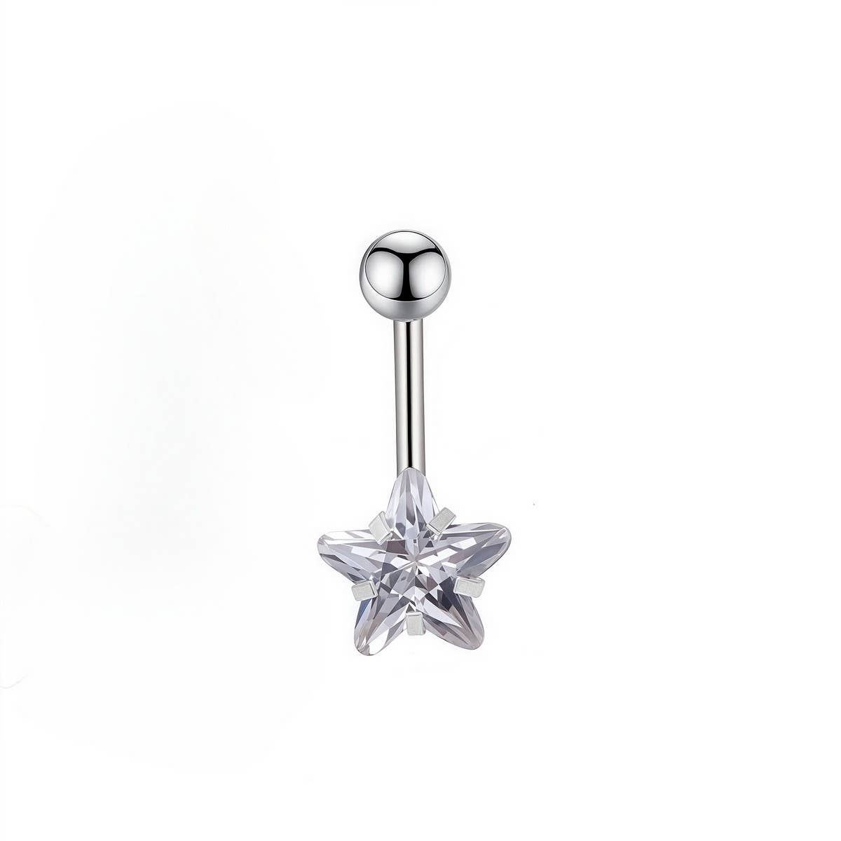 Titanium Star Zircon Belly Button Ring