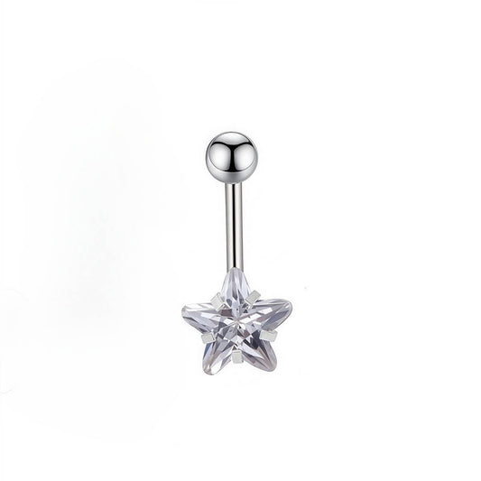 Titanium Star Zircon Belly Button Ring
