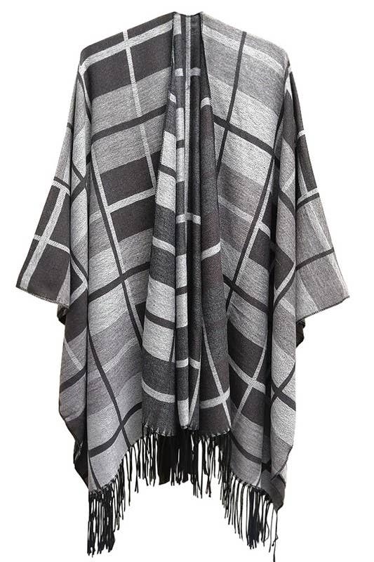 PLAID PATTERN FASHION SHAWL WRAP_CWASC0021