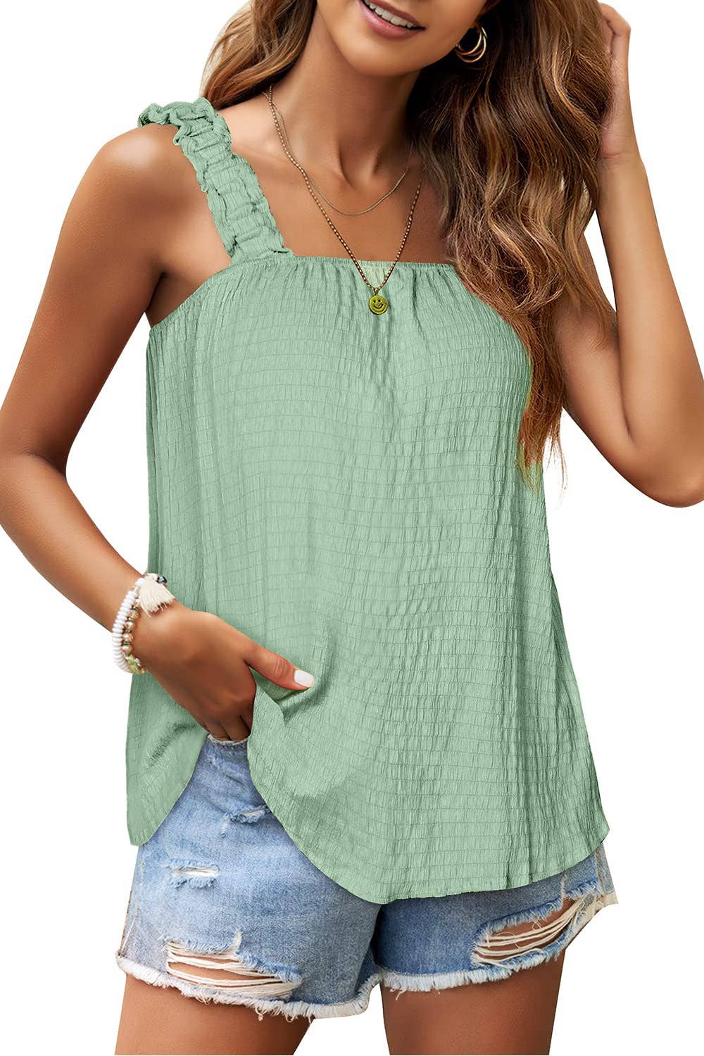 SOLID COLOR CAMISOLE TOP WITH PIT-STRIPED ELASTIC