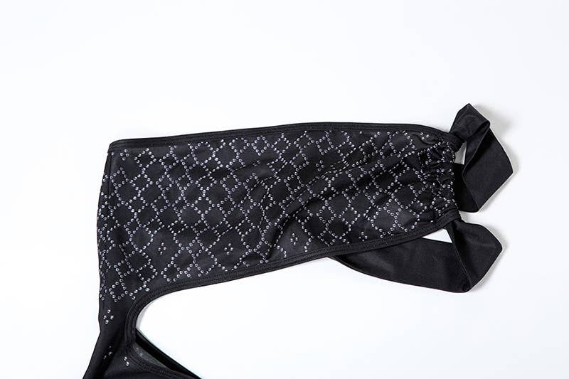 sexy button-neck high-slit hip-hugging dress