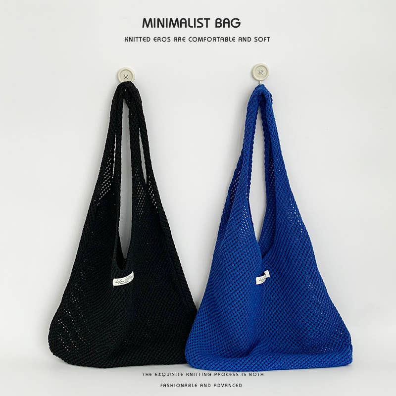 Hollowed-out beach laid-back style woven bag