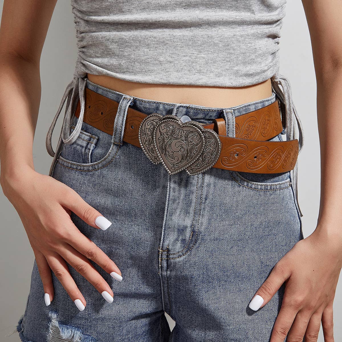VINTAGE PRINTED PIN BUCKLE BELT_CWABE0298