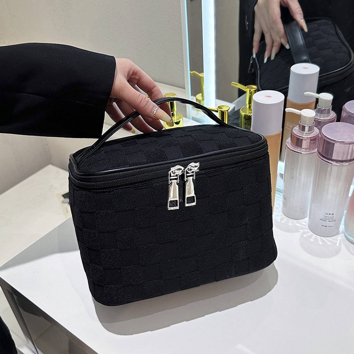 NEW LATTICE HIGH-END LARGE-CAPACITY COSMETIC BAG_CWAB4407